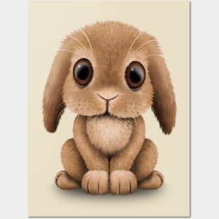 Cute Brown Baby Bunny Rabbit Posters and Art